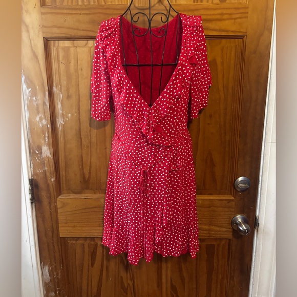 Boohoo Red Dress with White Dots - Picture 2 of 8